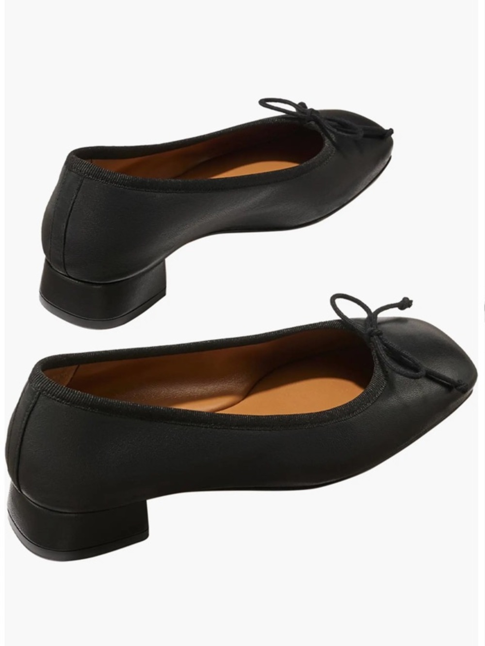 Margaux Ada square toe black leather nappa ballet heels size 39 - Picture 3 of 10